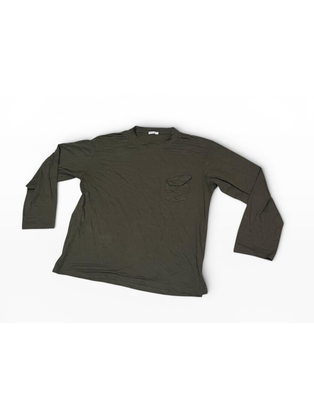 Bencivenga Alta Sartoria Mens XL Olive Long Sleeve Pocket T Shirt Italy